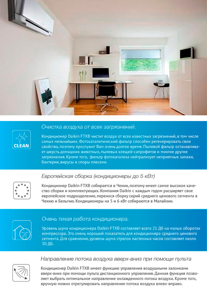 Преимущества - Daikin FTXB35C / RXB35C  настенная сплит-система